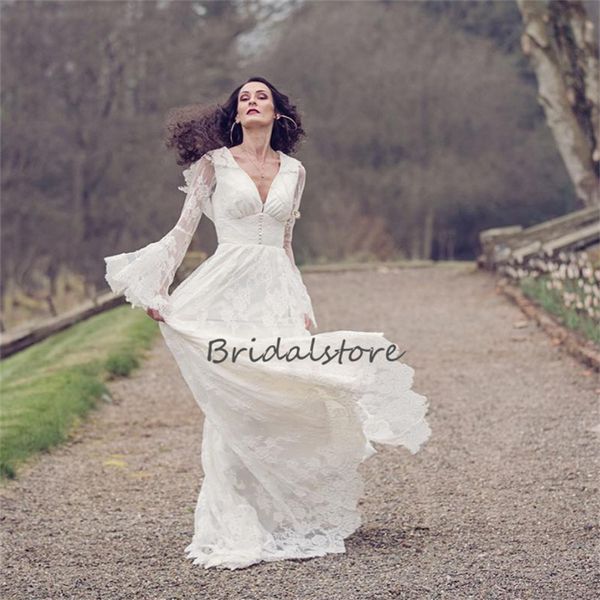 victorian fairy lace wedding dress hippies celtic gothic renaissance medieval boho bride flare sleeves bohemian civil bride vestidos de novi, White
victorian fairy lace wedding dress hippies celtic gothic renaissance medieval boho bride flare sleeves bohemian civil bride vestidos de novi, White