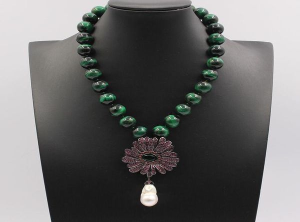 guaiguai jewelry 18quot 14mm green tiger eye round necklace white keshi pearl cz gunmetal gold plated flower pendant necklace fo9823223, Silver
guaiguai jewelry 18quot 14mm green tiger eye round necklace white keshi pearl cz gunmetal gold plated flower pendant necklace fo9823223, Silver