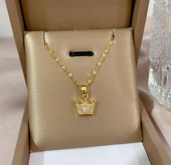 pendant necklaces trendy queen crown heart zircon exquisite 14k gold plated stainless steel necklace clavicle chain valentine0396191093, Silver
pendant necklaces trendy queen crown heart zircon exquisite 14k gold plated stainless steel necklace clavicle chain valentine0396191093, Silver