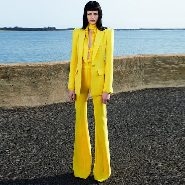 women's two piece pants high street est runway designer suit set women's single button blazer flare pants suit 230729, White
women's two piece pants high street est runway designer suit set women's single button blazer flare pants suit 230729, White