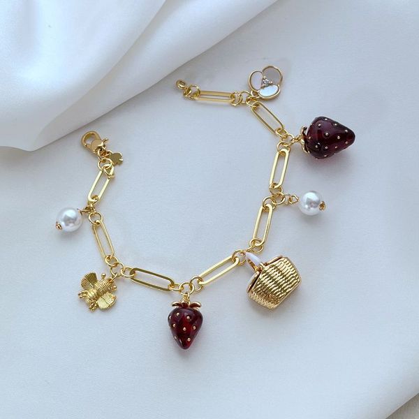 bracelets real 18k gold plated cherry flower pearl bee chain bracelet jewelries letter wedding gift factory wholesale with dust bag, Black
bracelets real 18k gold plated cherry flower pearl bee chain bracelet jewelries letter wedding gift factory wholesale with dust bag, Black