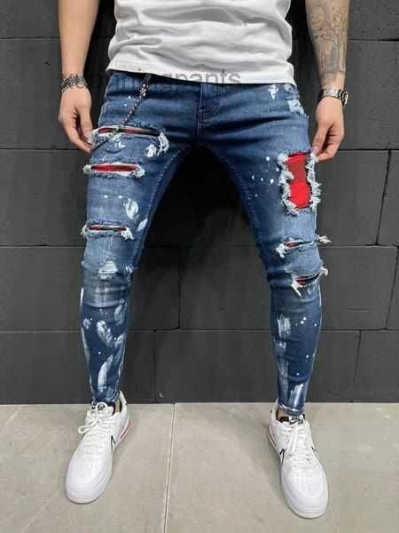 men slim-fit ripped male jeans painted fashion patch beggar pants jumbo pencil hip drop 9rjx, Blue
men slim-fit ripped male jeans painted fashion patch beggar pants jumbo pencil hip drop 9rjx, Blue