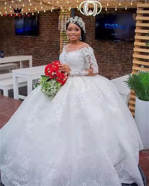 2023 luxurious arabic summer wedding dress beading crystals bridal gowns sequined long sleeves floor length robe de mariee lace wed dresses, White
2023 luxurious arabic summer wedding dress beading crystals bridal gowns sequined long sleeves floor length robe de mariee lace wed dresses, White