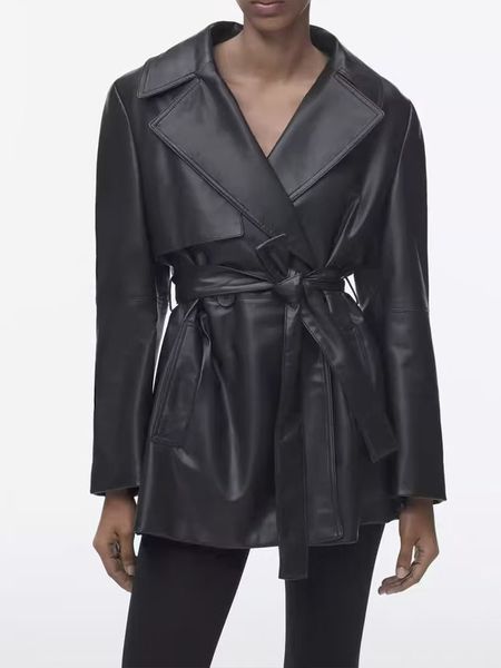 women's jackets clothing retro fashion slim waist black faux leather long sleeve lapel short trench coat 230729, Black;brown
women's jackets clothing retro fashion slim waist black faux leather long sleeve lapel short trench coat 230729, Black;brown