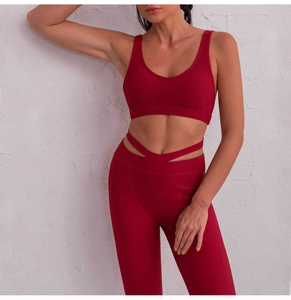 tight and breathable yoga suit women's rib back sports bra breathable and tight yoga pants set, White;red
tight and breathable yoga suit women's rib back sports bra breathable and tight yoga pants set, White;red
