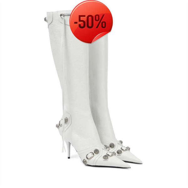 cagole lambskin leather knee-high boots stud buckle embellished side zip shoes pointed toe stiletto heel tall boot luxury designers shoe for, Black
cagole lambskin leather knee-high boots stud buckle embellished side zip shoes pointed toe stiletto heel tall boot luxury designers shoe for, Black