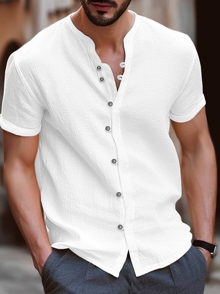 men's casual shirts retro style summer cotton linen shirt mock neck solid vneck short sleeve loose handsome us size 230729, White;black
men's casual shirts retro style summer cotton linen shirt mock neck solid vneck short sleeve loose handsome us size 230729, White;black