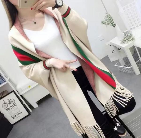 designer women's sweaters new cape sleeved cape cashmere shawl scarf warm mid length knitted cardigan coat, White;black
designer women's sweaters new cape sleeved cape cashmere shawl scarf warm mid length knitted cardigan coat, White;black