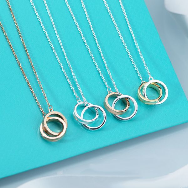 t-series double ring pendant necklace for women popular female jewelry collarbone chain designer fashion love bracelet with box, Silver
t-series double ring pendant necklace for women popular female jewelry collarbone chain designer fashion love bracelet with box, Silver