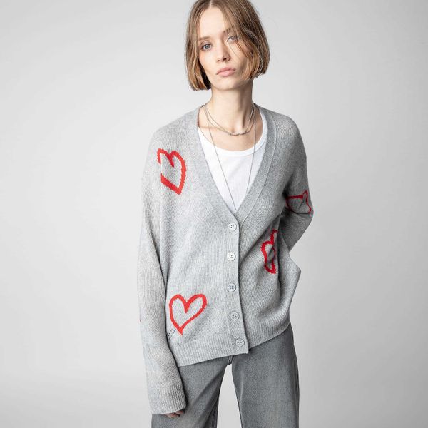 apparel fashion brand zadig voltaire knitted sweaters cardigan red heart jacquard hem with a split v-neck knit sweater for women cottons fa, White
apparel fashion brand zadig voltaire knitted sweaters cardigan red heart jacquard hem with a split v-neck knit sweater for women cottons fa, White