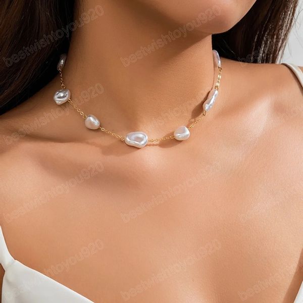 irregular imitation pearl short choker necklace for women trendy charms collar on neck fashion jewelry accessories female, Golden;silver
irregular imitation pearl short choker necklace for women trendy charms collar on neck fashion jewelry accessories female, Golden;silver