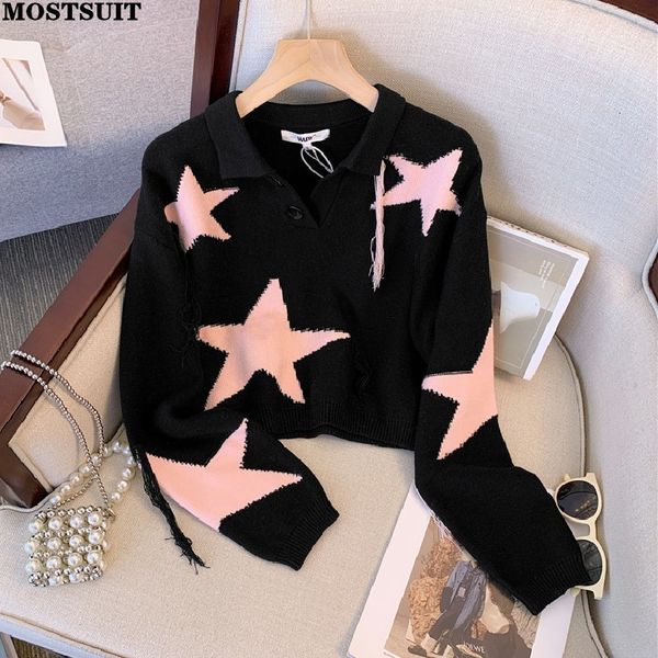 women's sweaters star jacquard stylish knit sweater women crop knitwear 2023 autumn winter long sleeve streetwear fashion chic ladies, White;black
women's sweaters star jacquard stylish knit sweater women crop knitwear 2023 autumn winter long sleeve streetwear fashion chic ladies, White;black