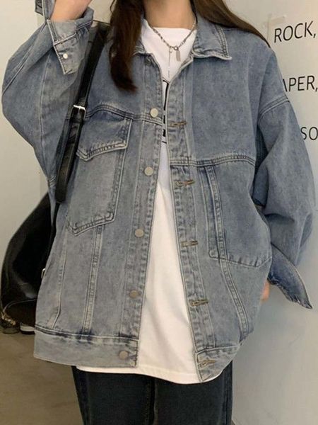 womens jackets vintage blue denim jacket women autumn long sleeve jean coats female korean fashion casual turn down collar oversized jackets, Black;brown
womens jackets vintage blue denim jacket women autumn long sleeve jean coats female korean fashion casual turn down collar oversized jackets, Black;brown