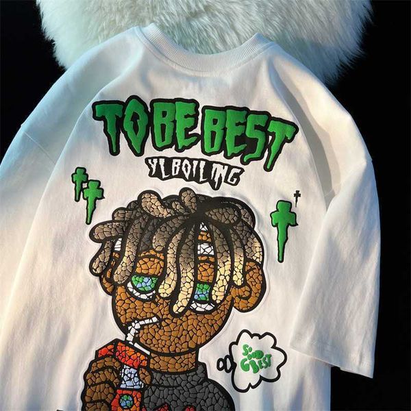 galleries summer heavyweight cotton european and american high street head cartoon short sleeve t-shirt for men's ins loose fashion bra, White;black
galleries summer heavyweight cotton european and american high street head cartoon short sleeve t-shirt for men's ins loose fashion bra, White;black