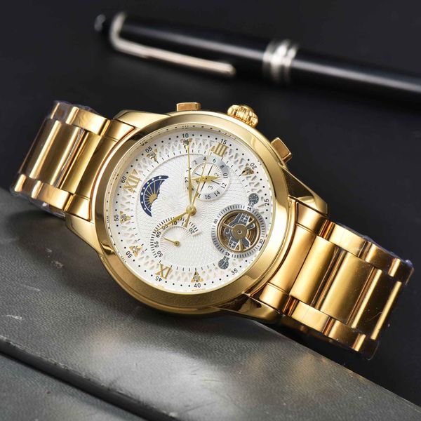 2023 men's quartz watch business fashion watch phl42mm sun moon watch luxury design all steel solid strap, Slivery;golden
2023 men's quartz watch business fashion watch phl42mm sun moon watch luxury design all steel solid strap, Slivery;golden