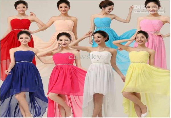 2017 custom summer strapless laceup short front long back beaded chiffon short party prom dresses bridesmaid dress1612478, Black
2017 custom summer strapless laceup short front long back beaded chiffon short party prom dresses bridesmaid dress1612478, Black