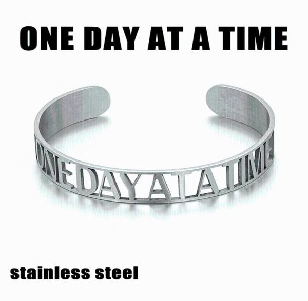 silver color stainless steel open bangle letter one day at a time for women men adjustable jewelry gift2741372, Black
silver color stainless steel open bangle letter one day at a time for women men adjustable jewelry gift2741372, Black