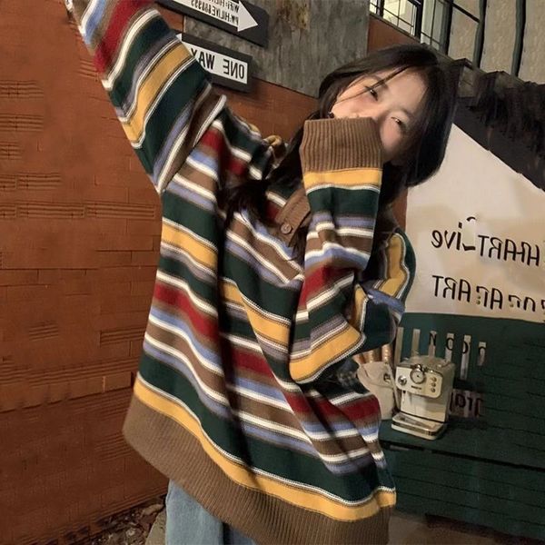 women's sweaters deeptown vintage striped sweater women japanese fashion knitted button jumper preppy knitwear korean style pullover ov, White;black
women's sweaters deeptown vintage striped sweater women japanese fashion knitted button jumper preppy knitwear korean style pullover ov, White;black