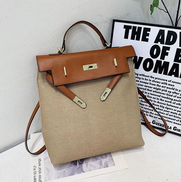 Wholesale factory ladies shoulder bag 3 colors wear-resistant canvas leisure backpack vertical simple color matching leather handbag classic buckle handbags 2031#, Khaki
Wholesale factory ladies shoulder bag 3 colors wear-resistant canvas leisure backpack vertical simple color matching leather handbag classic buckle handbags 2031#, Khaki
