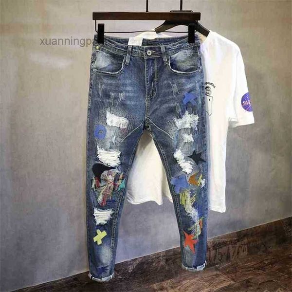 korean style fashion men jeans embroidery patch ripped stretch pencil pants streetwear elastic hip v8lq, Blue
korean style fashion men jeans embroidery patch ripped stretch pencil pants streetwear elastic hip v8lq, Blue