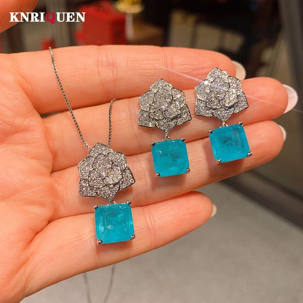 wedding jewelry sets vintage 10 10mm paraiba tourmaline flower pendant necklace earrings party charms gift for women wholesale 230729, Slivery;golden
wedding jewelry sets vintage 10 10mm paraiba tourmaline flower pendant necklace earrings party charms gift for women wholesale 230729, Slivery;golden