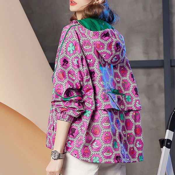 women s jackets hooded jacket for women in spring and summer fashion color matching printed trend 230729, Black;brown
women s jackets hooded jacket for women in spring and summer fashion color matching printed trend 230729, Black;brown