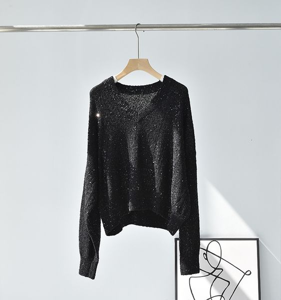 women's sweaters naizaiga linen long sleeve vneck oneck loose sleeveless pullovers paillette black women prfs378 230729, White;black
women's sweaters naizaiga linen long sleeve vneck oneck loose sleeveless pullovers paillette black women prfs378 230729, White;black