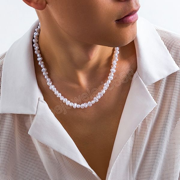 trendy irregular imitation pearl necklace handmade strand beads choker for men jewelry simple collar party street boy new, Golden;silver
trendy irregular imitation pearl necklace handmade strand beads choker for men jewelry simple collar party street boy new, Golden;silver