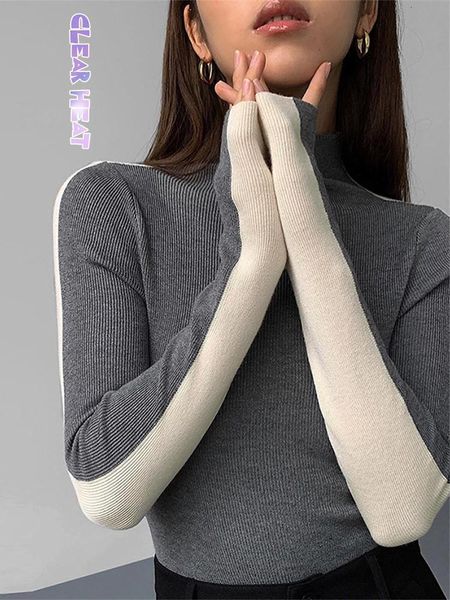 women's sweaters long sleeves skinny clashing jumper pullover turtleneck knit bottom shirt cosy casual temperament autumn winter 23072, White;black
women's sweaters long sleeves skinny clashing jumper pullover turtleneck knit bottom shirt cosy casual temperament autumn winter 23072, White;black