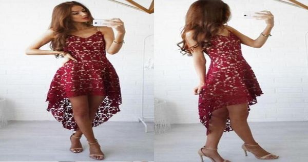 burgundy lace hi low party dresses spaghetti straps cocktail dress short front long back formal wear5317922, Black
burgundy lace hi low party dresses spaghetti straps cocktail dress short front long back formal wear5317922, Black