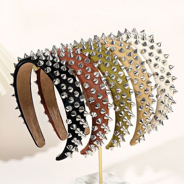 punk style rivet headband fashion creative solid color wide hair hoop for women girl retro face washing hair accessories, Slivery;white
punk style rivet headband fashion creative solid color wide hair hoop for women girl retro face washing hair accessories, Slivery;white