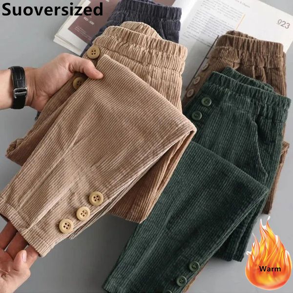 women s pants capris winter plus velvet women corduroy harem baggy oversized 4xl pantalones elastic waist casual spodnie warm thicken trouse, Black;white
women s pants capris winter plus velvet women corduroy harem baggy oversized 4xl pantalones elastic waist casual spodnie warm thicken trouse, Black;white