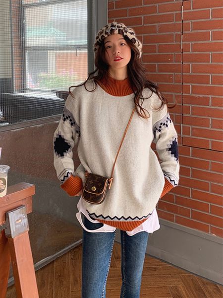 women's sweater sweaters 2023 korean fashion warm knitted winter jumper loose long sleeve vintage thick pullovers 230729, White;black
women's sweater sweaters 2023 korean fashion warm knitted winter jumper loose long sleeve vintage thick pullovers 230729, White;black