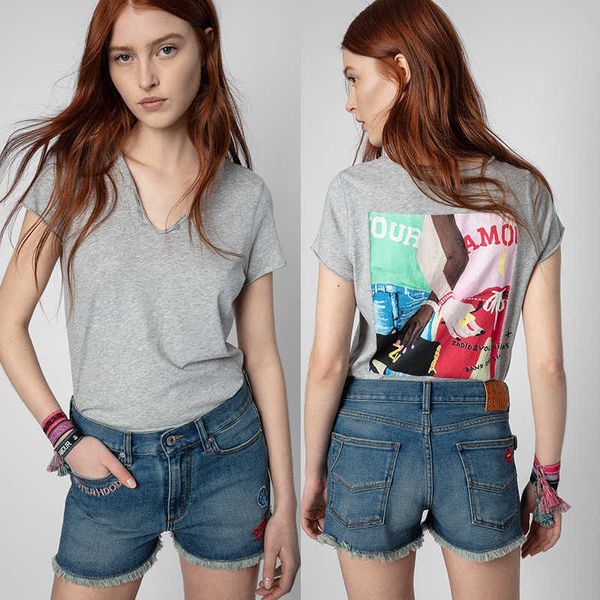 zadig voltaire fashion t shirts mens women designers t shirt designer sisters hand in hand digital printing drill v-neck button women short, White
zadig voltaire fashion t shirts mens women designers t shirt designer sisters hand in hand digital printing drill v-neck button women short, White