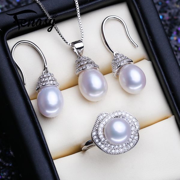 wedding jewelry sets fenasy 925 sterling silver natural pearl drop earrings necklace luxury pendant chain necklaces for women ring set 23072, Slivery;golden
wedding jewelry sets fenasy 925 sterling silver natural pearl drop earrings necklace luxury pendant chain necklaces for women ring set 23072, Slivery;golden