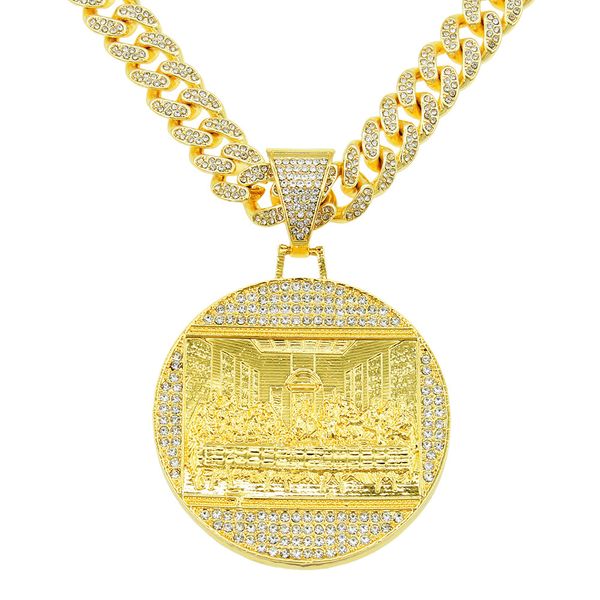 hip hop rapper shiny diamond pendant gold necklace engrave round pendant micro-inset zircon jewelry night club accessory sweater collarbone, Silver
hip hop rapper shiny diamond pendant gold necklace engrave round pendant micro-inset zircon jewelry night club accessory sweater collarbone, Silver