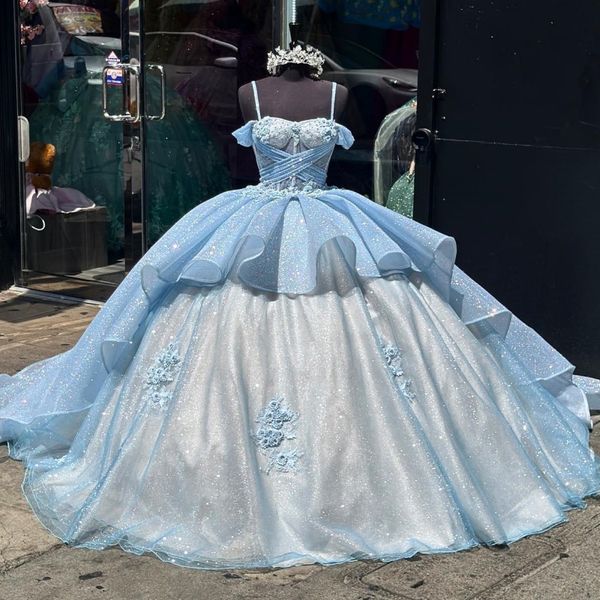 sky blue sweetheart quinceanera dress sparkly lace appliques sequins 3d flowers sweet 16 princess ball gown vestidos de 15 anos, Blue;red
sky blue sweetheart quinceanera dress sparkly lace appliques sequins 3d flowers sweet 16 princess ball gown vestidos de 15 anos, Blue;red