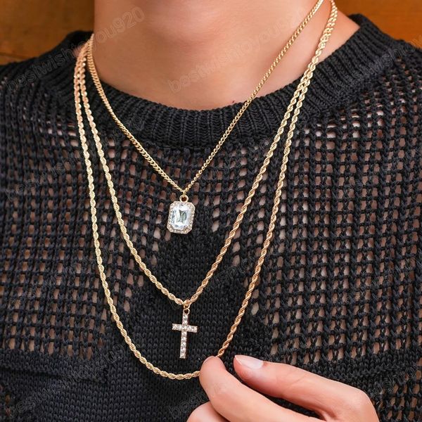 3 layered separable chain with rhinestone cross pendant necklaces men trendy jewelry accessories on neck 2023 fashion decoration, Silver
3 layered separable chain with rhinestone cross pendant necklaces men trendy jewelry accessories on neck 2023 fashion decoration, Silver