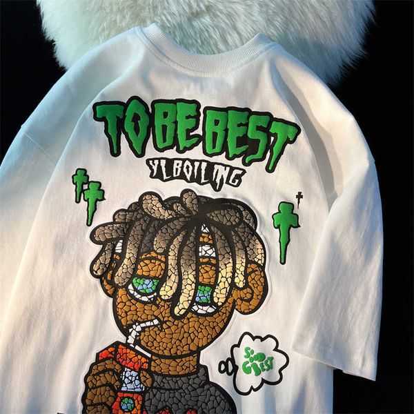 galleries summer heavyweight cotton european and american high street head cartoon short sleeve t-shirt for men's ins loose fashion bra, White;black
galleries summer heavyweight cotton european and american high street head cartoon short sleeve t-shirt for men's ins loose fashion bra, White;black
