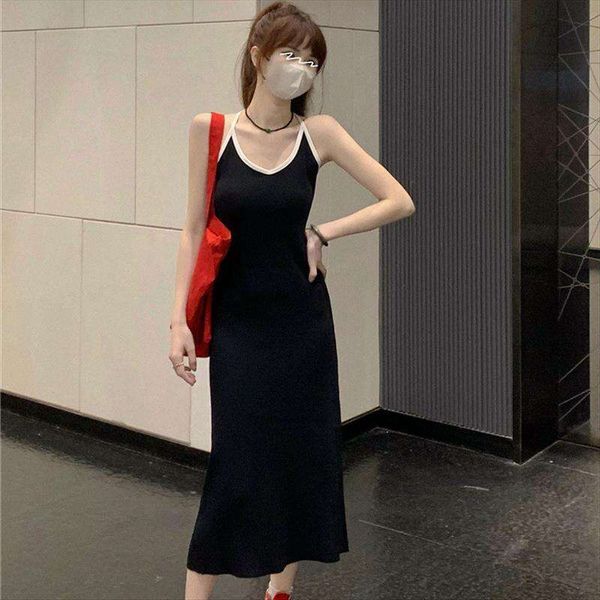 summer fashion simple pure color straps blending dress slimming long for women, Black;gray
summer fashion simple pure color straps blending dress slimming long for women, Black;gray
