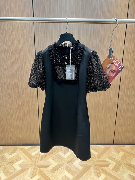 french designer dress mesh black beaded sequins bubble sleeve waist slim black dress july, Black;gray
french designer dress mesh black beaded sequins bubble sleeve waist slim black dress july, Black;gray