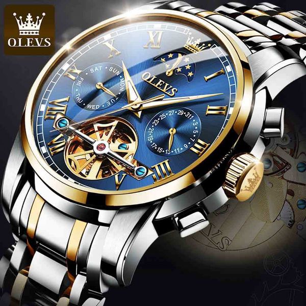 other watches olevs men watch automatic mechanical stianless brand luxury moon phase skeletontourbillon wristwatch reloj hombres 230729, Slivery;black
other watches olevs men watch automatic mechanical stianless brand luxury moon phase skeletontourbillon wristwatch reloj hombres 230729, Slivery;black