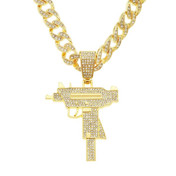 hip hop men rapper shiny diamond pendant gold necklace pistol gun pendant micro-inset zircon jewelry night club accessory sweater collarbone, Silver
hip hop men rapper shiny diamond pendant gold necklace pistol gun pendant micro-inset zircon jewelry night club accessory sweater collarbone, Silver
