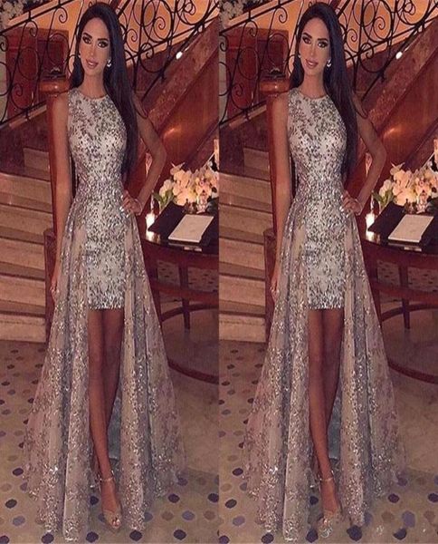 sparkly sequins sheath short prom dresses 2019 jewel neck sleeveless formal party evening gowns with detachable overskirts pd888314022, Black
sparkly sequins sheath short prom dresses 2019 jewel neck sleeveless formal party evening gowns with detachable overskirts pd888314022, Black