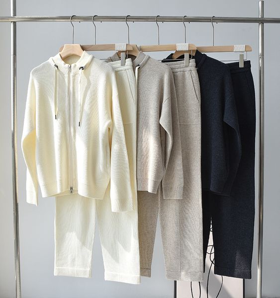 womens two piece pants 100% wool women solid color knit set autumn female long sleeve zipper drawstring jacket and high waist casual straigh, White
womens two piece pants 100% wool women solid color knit set autumn female long sleeve zipper drawstring jacket and high waist casual straigh, White