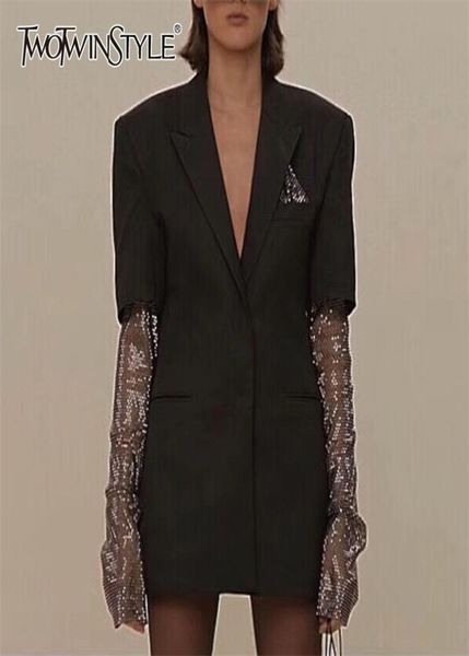 twotwinstyle summer solid blazer for women long sleeve diamond patchwork long elegant coat female fashion clothing 2020 new lj20096611293, White;black
twotwinstyle summer solid blazer for women long sleeve diamond patchwork long elegant coat female fashion clothing 2020 new lj20096611293, White;black