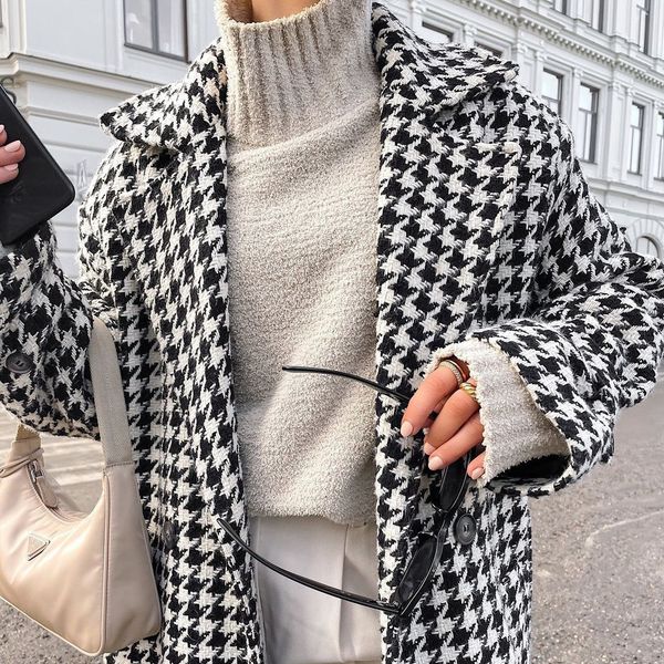 womens jackets wool jacket women winter korean fashion double breasted houndstooth long overcoat thick warm woolen coat ropa mujer 230729, Black;brown
womens jackets wool jacket women winter korean fashion double breasted houndstooth long overcoat thick warm woolen coat ropa mujer 230729, Black;brown