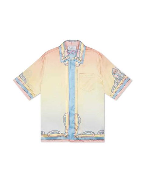 new casablanca button up shirt high texture palace cloud gradient silk hawaiian short sleeved shirts, White;black
new casablanca button up shirt high texture palace cloud gradient silk hawaiian short sleeved shirts, White;black