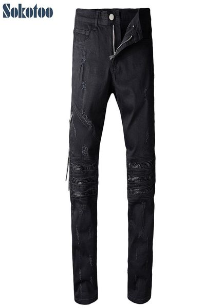whole sokotoo men039s black pleated ripped biker jeans casual patchwork slim stretch denim pants zipper long trousers6965309, Blue
whole sokotoo men039s black pleated ripped biker jeans casual patchwork slim stretch denim pants zipper long trousers6965309, Blue