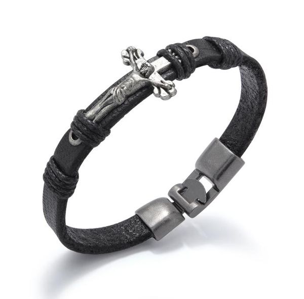 antique finish stainless steel jesus christ crucifix leather bracelet for men9445429, Golden;silver
antique finish stainless steel jesus christ crucifix leather bracelet for men9445429, Golden;silver